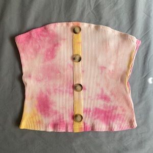 Button Front Tie Dye Tube Top NWOT